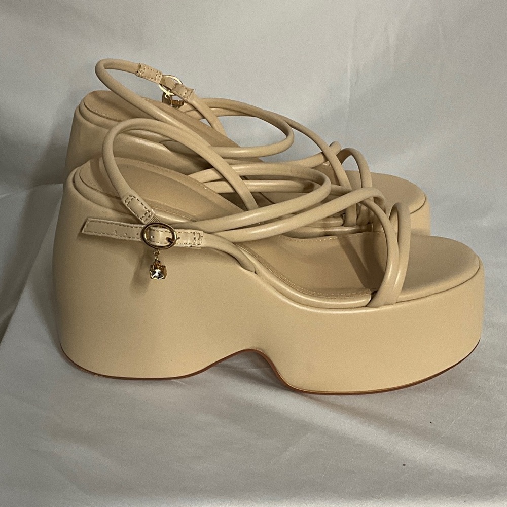 Chic Cream Platform Sandals - Picture 4 of 11